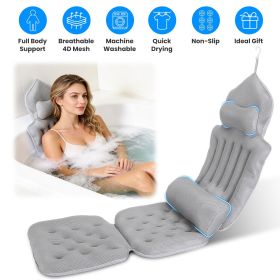 Washable Quick Dry 4D Mesh Bath Pillow with Hanging Loop, Comfort Full Body Bathtub Cushion Ideal Holiday Gift