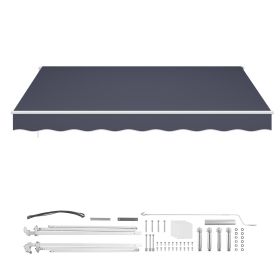 Manual Retractable Awning, 11.5' x 9.8' Outdoor Patio Awning Retractable Sun Shade