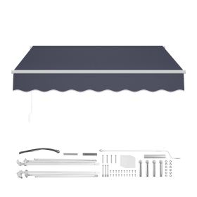 Manual Retractable Awning, 9.8' x 8.2' Outdoor Patio Awning Retractable Sun Shade
