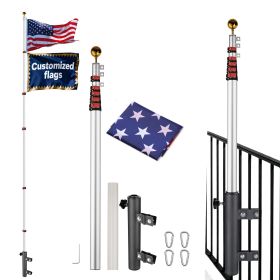 20-Ft Telescoping Flag Pole Silver with Ladder Mount Holder