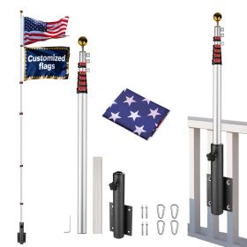 20-Ft Telescoping Flag Pole Silver with Dock Deck Side Mount
