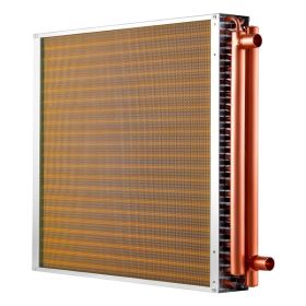 Water To Air Heat Exchanger, 22 X 22 In Finned Tube HVAC Heat Exchanger Coil With Copper Tubes & Aluminum Fins, 190K BTU Output For Outdoor Wood (Option: Default)