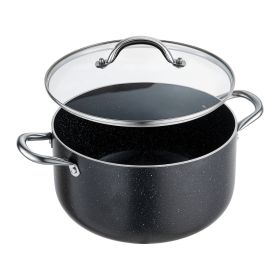 Aluminum Stock Pot, 8-Quart Nonstick Ceramic Coated Pot With Glass Lid, PFOA-Free, PFAS-Free, Compatible With Gas Stoves, Induction Cooktops, Ele (Option: Default)