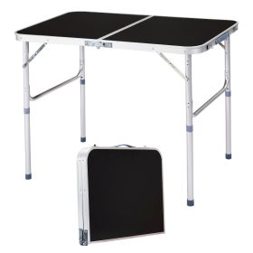 3ft  90-60cm Aluminum Folding Table Portable Outdoor Camping Picnic Desk Black (Option: Black)