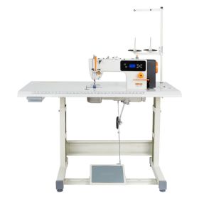 Industrial Sewing Machine, 550W Lockstitch Sewing Machine Set With Servo Motor And Table Stand, Auto Thread Trimmer, 5000 SPM High Speed, Metal F (Option: Default)