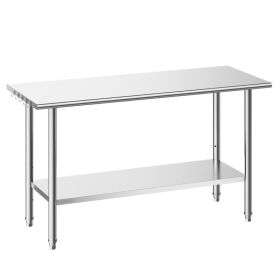 Stainless Steel Work Table, 24x48 Inch Food Prep Table, Commercial Kitchen Workstation With Adjustable Undershelf, Metal Heavy Duty Utility Workt (Option: Default)