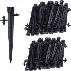 20pcs/50pcs Drip Emitters Perfect For 4/7mm Tube PE Pipe; 8 Holes; Adjustable 360 Degree Water Flow Irrigation Drippers On Stake For Flower Bed; (Quantity: 50pcs, Color: Black)