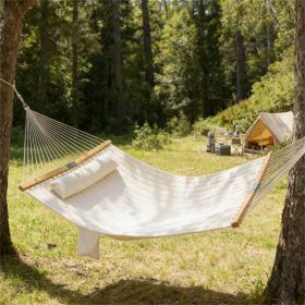 Outdoor hammock, double hammock, outdoor swing, (Color: CREAM WHITE)