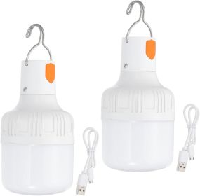 Camping Lantern, 2 Pack Rechargeable LED Tent Lamp Lights Bulb Portable Hanging 3 Lighting Modes 90W with Clip Hook for Camping, Hiking, Fishing (style: 60W  2)